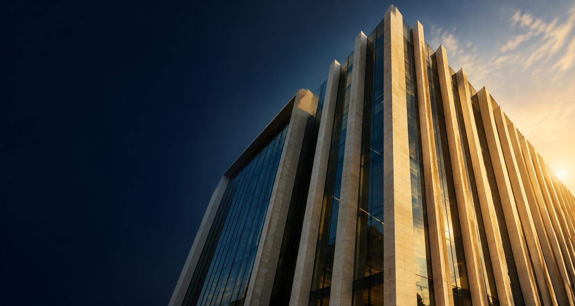 Architectural study of a sunlit contemporary building